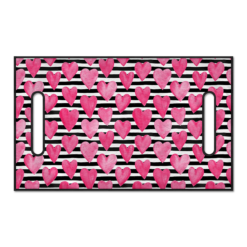 Black And White Striped Heart Print Golf Cart Seat Cover