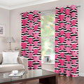 Black And White Striped Heart Print Grommet Curtains