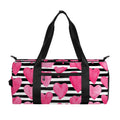 Black And White Striped Heart Print Gym Bag