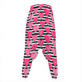 Black And White Striped Heart Print Hammer Pants