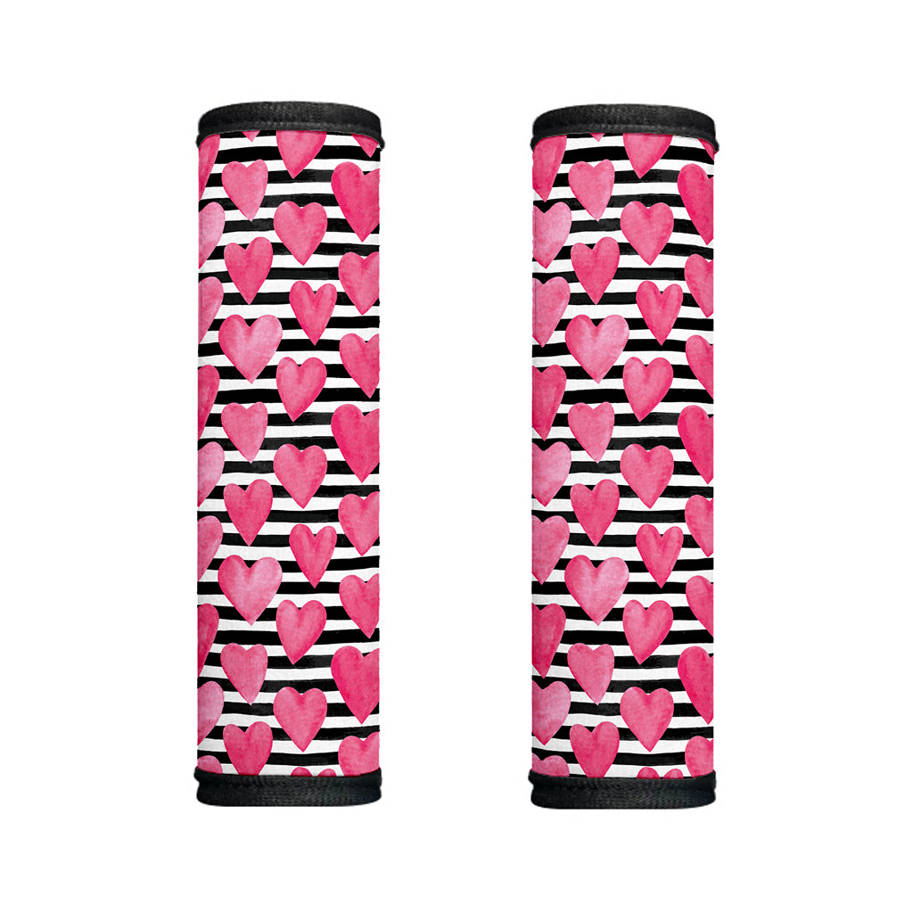 Black And White Striped Heart Print Handle Covers