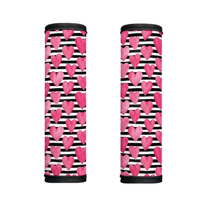 Black And White Striped Heart Print Handle Covers