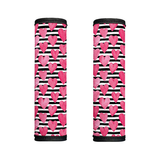 Black And White Striped Heart Print Handle Covers