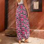 Black And White Striped Heart Print Harem Pants