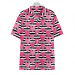 Black And White Striped Heart Print Hawaiian Shirt