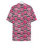 Black And White Striped Heart Print Hawaiian Shirt