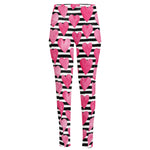Black And White Striped Heart Print High-Waisted Pocket Leggings