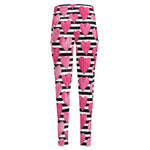 Black And White Striped Heart Print High-Waisted Pocket Leggings