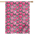Black And White Striped Heart Print House Flag