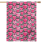 Black And White Striped Heart Print House Flag