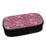 Black And White Striped Heart Print Insulin Cooler Travel Case