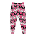 Black And White Striped Heart Print Jogger Pants