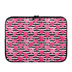 Black And White Striped Heart Print Laptop Sleeve