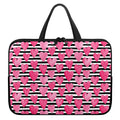 Black And White Striped Heart Print Laptop Sleeve With Handle