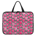 Black And White Striped Heart Print Laptop Sleeve With Handle