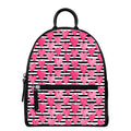 Black And White Striped Heart Print Leather Backpack
