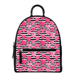 Black And White Striped Heart Print Leather Backpack