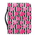 Black And White Striped Heart Print Leather Bible Cover