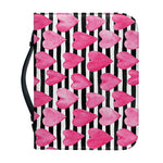 Black And White Striped Heart Print Leather Bible Cover