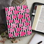 Black And White Striped Heart Print Leather Bible Cover