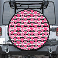 Black And White Striped Heart Print Leather Spare Tire Cover