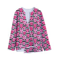 Black And White Striped Heart Print Long Sleeve Short Coat