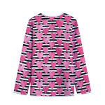 Black And White Striped Heart Print Long Sleeve Short Coat