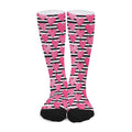 Black And White Striped Heart Print Long Socks