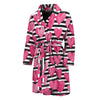 Black And White Striped Heart Print Men's Bathrobe