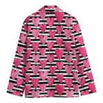 Black And White Striped Heart Print Men's Blazer