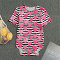 Black And White Striped Heart Print Men's Bodysuit