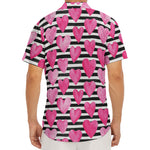 Black And White Striped Heart Print Men's Deep V-Neck Shirt