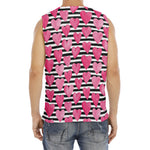 Black And White Striped Heart Print Men's Fitness Tank Top