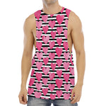 Black And White Striped Heart Print Men's Muscle Tank Top