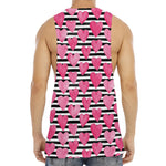 Black And White Striped Heart Print Men's Muscle Tank Top