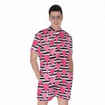 Black And White Striped Heart Print Men's Rompers