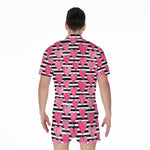 Black And White Striped Heart Print Men's Rompers