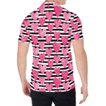 Black And White Striped Heart Print Men's Shirt
