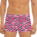 Black And White Striped Heart Print Men's Short Boxer Briefs