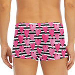 Black And White Striped Heart Print Men's Short Boxer Briefs