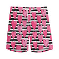 Black And White Striped Heart Print Men's Athletic Shorts