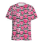 Black And White Striped Heart Print Men's Sports T-Shirt