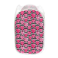 Black And White Striped Heart Print Mesh Laundry Hamper