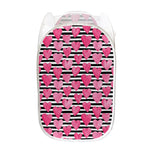 Black And White Striped Heart Print Mesh Laundry Hamper