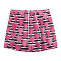 Black And White Striped Heart Print Mesh Shorts