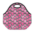 Black And White Striped Heart Print Neoprene Lunch Bag