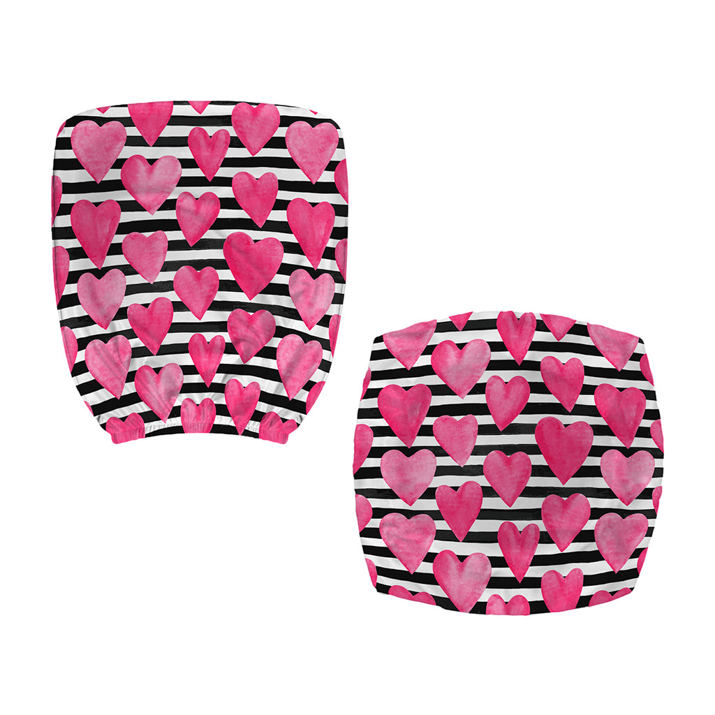 Black And White Striped Heart Print Office Chair Cover