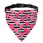 Black And White Striped Heart Print Over The Collar Dog Bandana