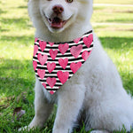 Black And White Striped Heart Print Over The Collar Dog Bandana