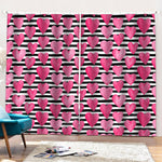 Black And White Striped Heart Print Pencil Pleat Curtains